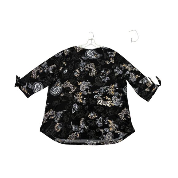 *New CJ Banks Popover Top Womens Plus 2X Black Yellow Floral Cottagecore Coastal - Picture 2 of 9